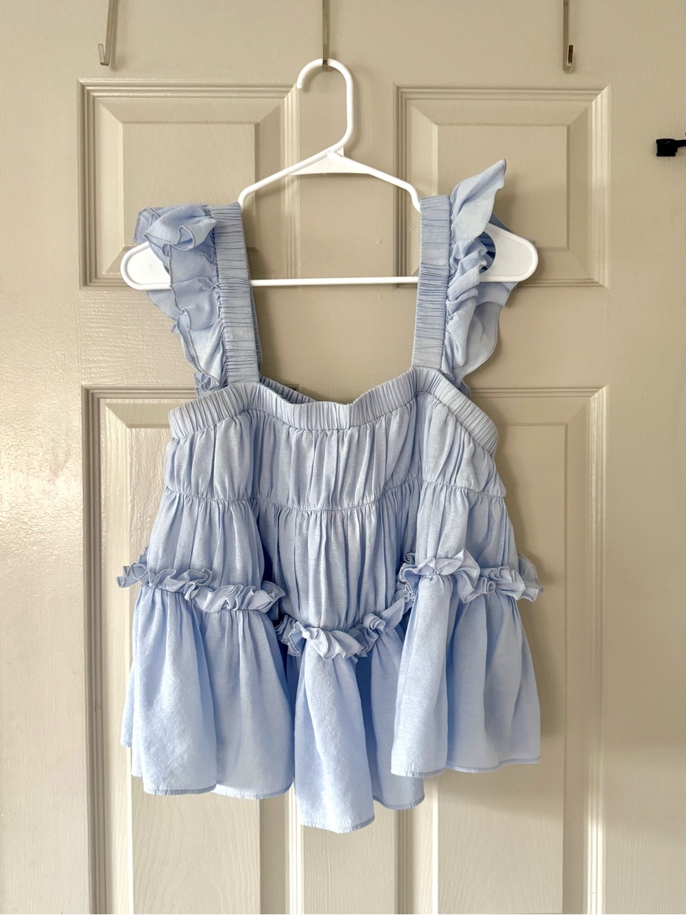 Anthropologie Mare Mare Light Blue Ruffled Tank Top size small